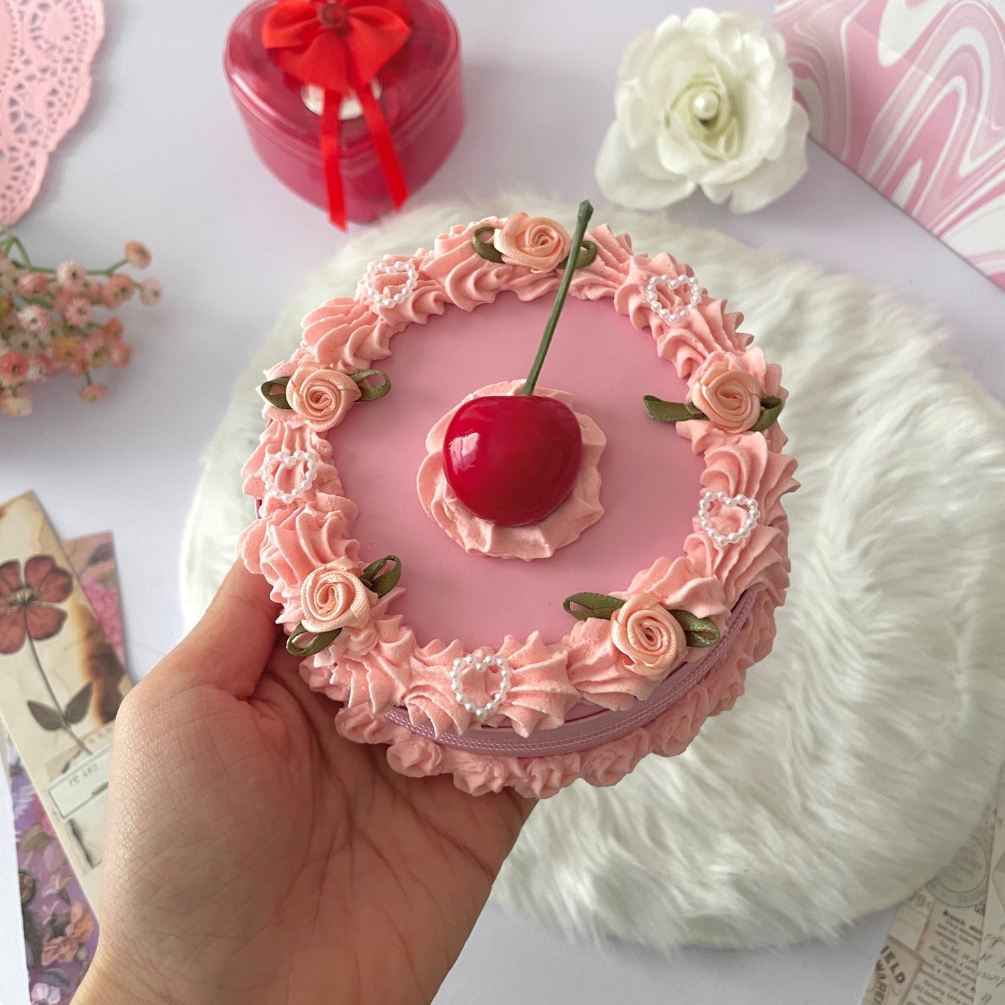Rose Coquette Zippered Fake Cake Jewelry Box