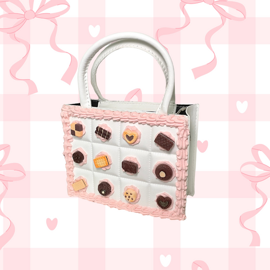 White Strawberry Cookie Crossbody Fake Cake Handbag