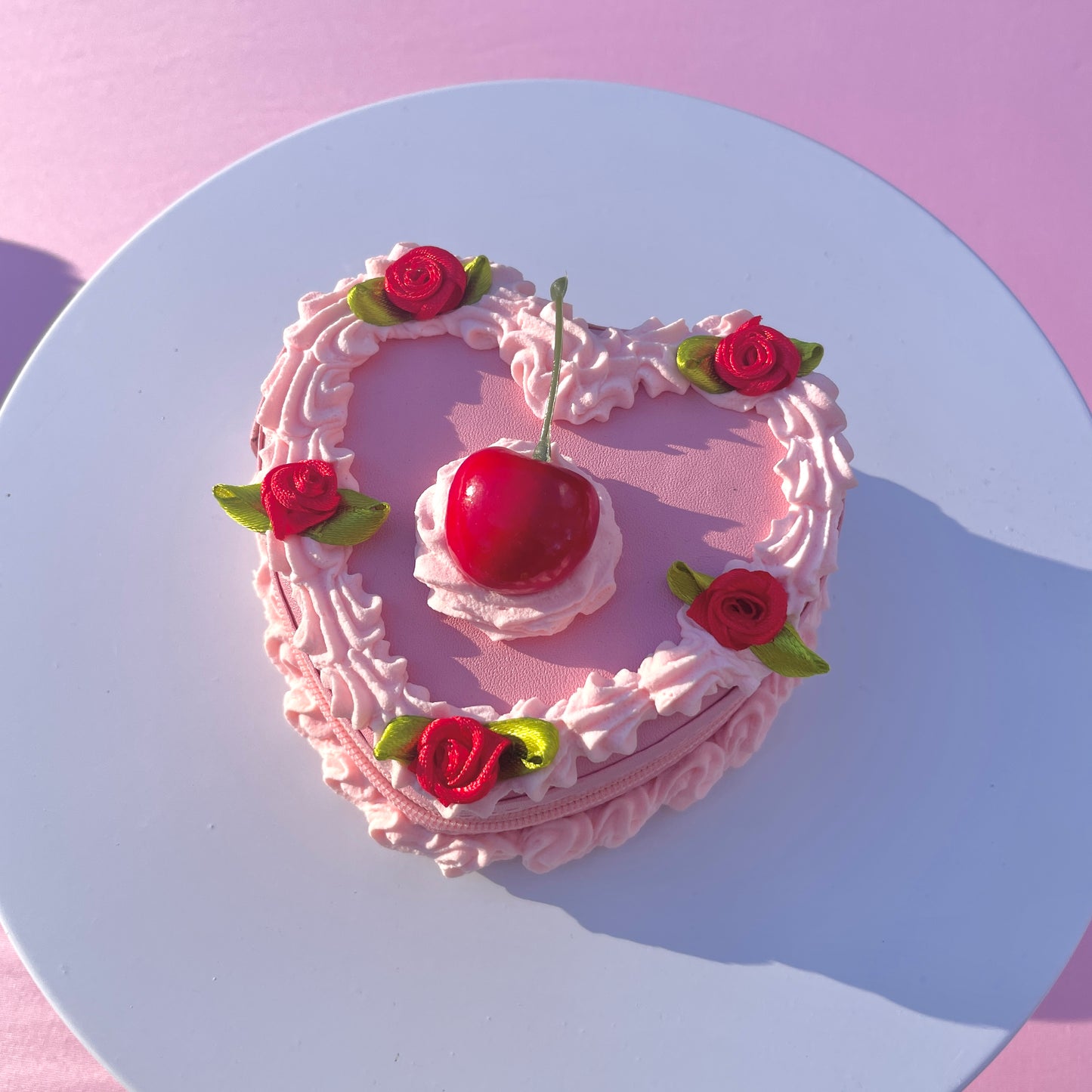 Pink Elegant Rose Zippered Jewelry Box