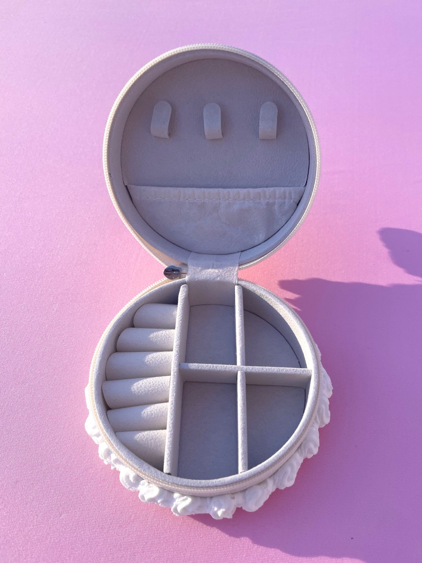 White Strawberry Zippered Faux Cake Jewelry Box