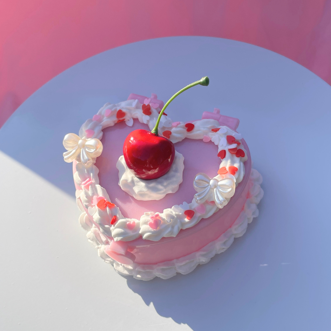 Handmade good strawberry cake jewelry box 5”