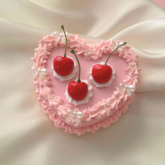 Pink Coquette Cherry Heart Decor Box