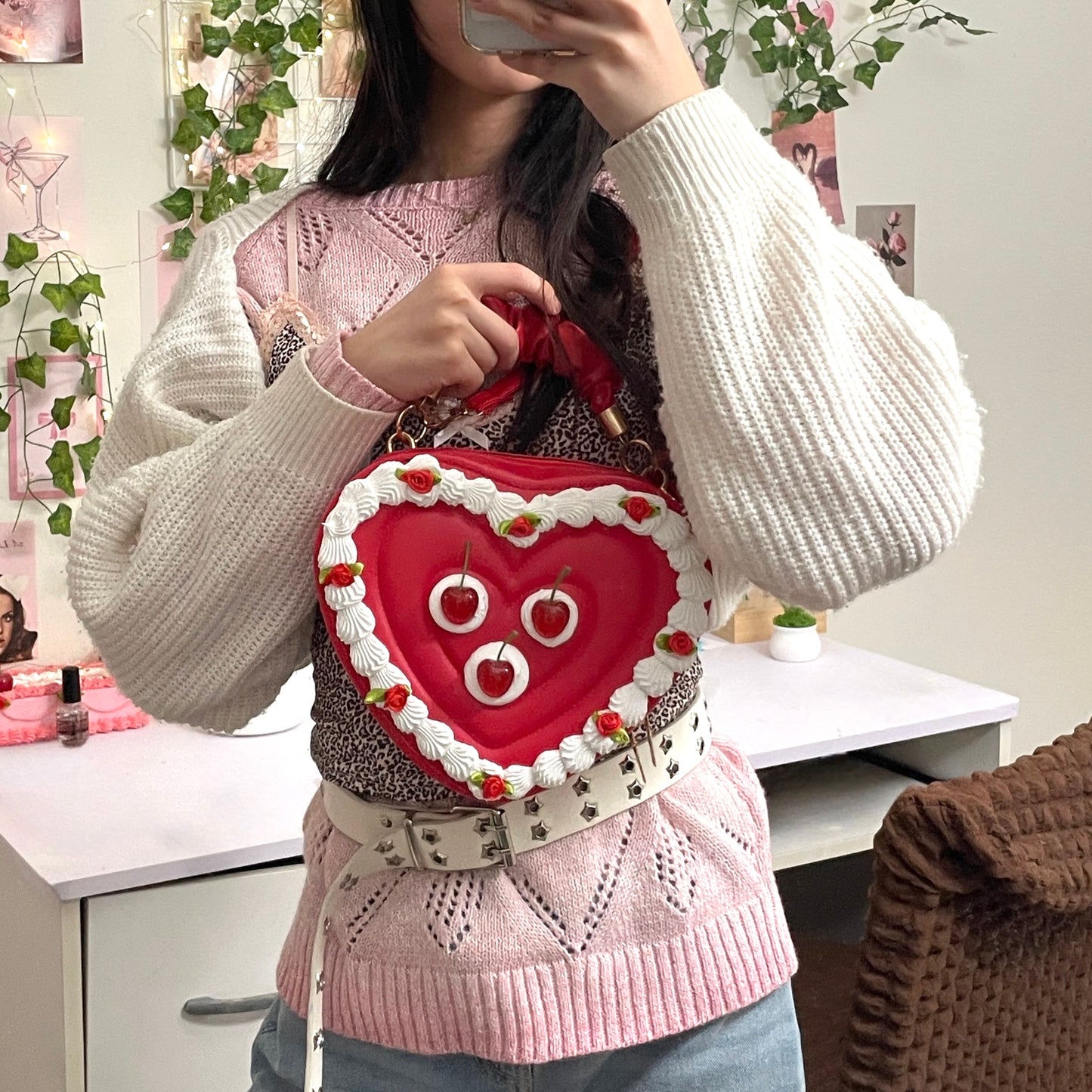 Red Velvet Fake Cake Crossbody Handbag