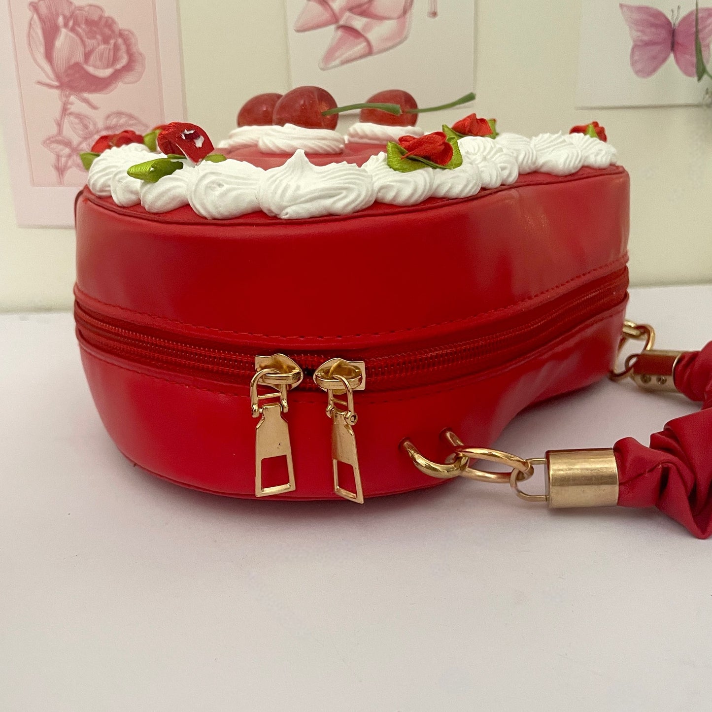 Red Velvet Fake Cake Crossbody Handbag