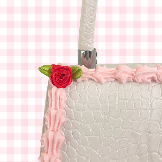 White Daisy Fake Cake Crossbody Purse